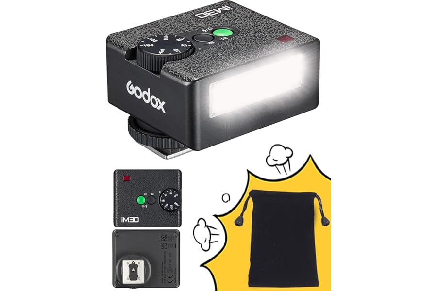 Godox iM30 Mini Camera Flash Speedlite, GN15 S1/S2 Optical Control, CCT 6500K±200K Color Temperature, 7 Power Levels (1/64~1/1), Compatible with Canon,Sony,Nikon,Pentax,Panasonic,Olympus