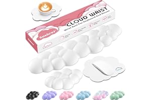 Sushret Memory‑Schaum Cloud Handballenauflage Tastatur‑Set, 4‑in‑1: Ergonomische Tastatur Handballenstütze & Mauspad, rutschfest, für Office, Gaming und Home‑Office, Weiß