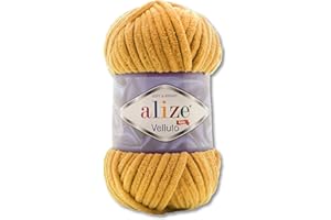 WOHNKULT 100 g Alize Velluto Wool in 30 Selections (02 | Mustard)
