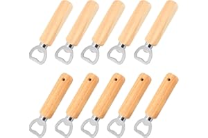 Greyoe Decapsuleur Biere, 10 pièces Tire Couchon, Décapsuleur Original, Ouvre-bouteille en Bois Naturel en Acier Inoxydable Durable et Portable, Excellent Cadeau pour Homme
