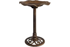 Marko Gardening Bird Bath Traditional Ornamental Pedestal Outdoor Garden Water Bronze & Stone (Bronze)