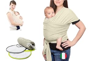 BABYTOOLS Fascia Neonato (100% Made In Italy) Con 2 BAVAGLINI INCLUSI, Fascia Porta Bebe In Cotone Organico, Fascia Neonato Porta Bebe In Tessuto Morbido, Leggero, Traspirante, Adatta Fino A 15 Kg