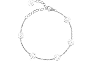 BONNYBIRD® Kleeblatt Armband Glücksbringer Prüfung aus Premium Edelstahl BonnyBliss, 100% Wasserfest & Hautverträglich