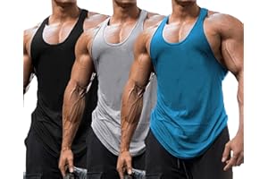 Babioboa Men's 3 Pack Gym Workout Tank Tops Y-Back Muscle Tee Stringer Bodybuilding Sleeveless T-Shirts