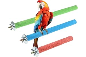 GTZIQA 3 Pcs Parrot Perches, Wood Bird Cage Perch Stand Pet Toy Paw Grinding Stick Bird Platform Cage Accessories for Small Medium Birds Like Budgies Parakeet Cockatiel Conure Lovebird Canary (Colorful)