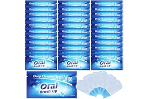 YAUN UYA 50 PCS Disposable Wipe Oral Finger Brush Up Teeth Cleaning Tools Teeth Whitening Strips for Oral Deep Cleaning Treatments (50)