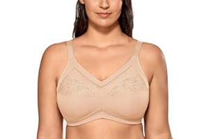 DELIMIRA Donna Reggiseno Post-operatorio Mastectomia Coppe Morbide con Ricami Senza Ferretto