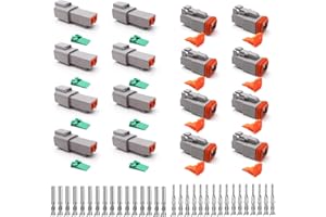 SUPRBIRD 8 Pares Electrico Impermeable Conector,22-18 AWG 2 Pines Conectores Eléctricos Impermeables, DT Enchufe Estanco, para Coche Barco Moto