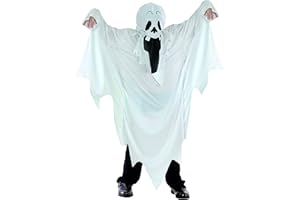 CIAO Ghost costume disguise fancy dress unisex children (Size 7-10 years), white