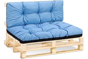 Amazinggirl Cojines para palets Exterior 120x80 cm - Cojín por Palet o Cojin jardín por Banco terraza balcón y Patio Almohada para Asiento en Jardin 120 x 80 Azul Cielo
