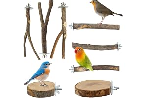 Ufdeoton 8 stycken fågelleksaker naturträ natur sittstänger set undulat leksak fågelbur tillbehör sittstänger för undulater nymfpapegojor kanariefågel