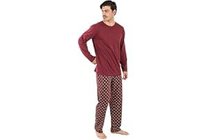 TRAMAS+ Pijama Algodón de Hombre con Manga Larga y Pantalón Largo, Primavera y Otoño, Conjunto de Ropa para Dormir, Cintura Elástica, Regalos para Hombre