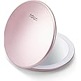 Fancii LED Travel Makeup Mirror, Rechargeable with 10x/1x Magnifying & 3 Light Settings - Compact, Portable, Large 123mm Wide Lighted Hand Mirror for Handbag and Purses (Pink)