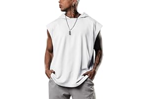 Lomon Herren Tank Top Ärmelloser Hoodie Muskelshirt Workout Sport Fitness Unterhemden Kapuzenpullover