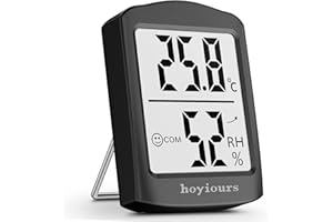 hoyiours Room Thermometer Digital Hygrometer, Temperature and Humidity Monitor for Home, Bedroom, Baby Room, Office, Greenhouse and Cellar, Black Color Design