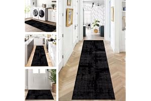 ZUZEKU Löpare, hall, kök, tvättbar, halkfri, 60 x 300 cm, svart, lång, köksmatta, hallmatta, matta, för korridor, vardagsrum