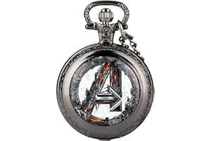 YISUYA Avenger Themed Quartz Pocket Watch Necklace for Men Women Children - Full Hunter - On 32" Inch / 80cm Chain
