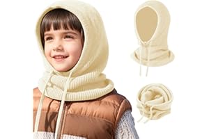 TAGVO Bambini Passamontagna 2 in 1 con Sciarpa con Cappuccio, Sciarpa Berretto Morbido e Caldo Cappello Invernale a Maglia Antivento, Scaldacollo Beanie Berretto per Ragazzo Ragazza 4 a 10 Anni
