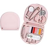 HSYTEK Mini dikiş seti, taşınabilir dikiş seti, seyahat, pembe iğne ve iplik seti, yeni başlayanlar, kendin yap ve evde kulla