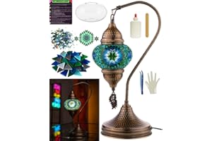 DEMMEX DIY Turkish Mosaic Lamp Kit – Complete Arts & Crafts Gift Set for Adults & Teens – Easy & Fun Home Décor, Make Your Own Table Lamp (SWAN, Turquoise)