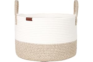 Wintao Storage Baskets, Woven Baby Washing Basket Cotton Rope Laundry Basket Toy Storage Desert Wide 43 x 25 cm