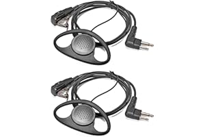 HYSHIKRA D Shape Radio Earpiece, Microphone with PTT Headset Compatible for Motorola CP040 CP200 GP300 DP1400 CLS1110,CLS1410 Walkie Talkie (2 Pack)
