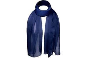 Basic Sense Chiffon Scarf Sheer Soft Plain Neck Wrap for Women Neatly Stitched
