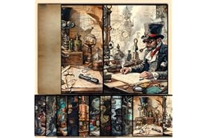 ‎ARUIEYS Scrapbook Vintage Style gemustertes dekoratives Papier Journaling Supplies für die Herstellung von Junk Magazine dekorative Karten Album Hintergründe Stempel (T12-10 Stück, 14X20CM)