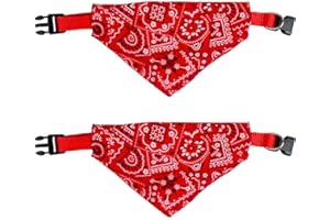 Ling & Bai 2Pcs Dog Bandana Collar Adjustable Boho Pet Bibs Scarf Costume Accessories for Small Medium Large Pets (Red, L)