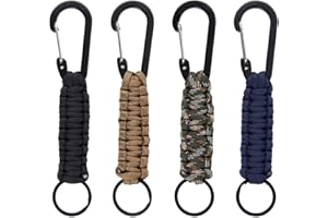 YUECHENGGUI Paracord Schlüsselanhänger, Schlüsselkette mit Karabiner Paracord Anhänger, 4 Stück Paracord schlüsselband Kurz Geflochtene Karabinerhaken mit Band für Messer,Schlüssel,Outdoor,Camping,Angeln,Rucksack