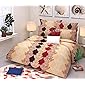 Florida 130GSM Polyster Double Bed Sheet with 2 Pillow Covers (Beige Maroon, Small Single)