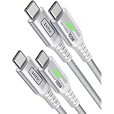 INIU USB C to USB C Cable, 100W [2Pack-2m, White] USB C Cable Fast Charging | Nylon USB Type C Charger for iPhone 17 16 Pro M