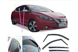 AC WOW Lot de 4 déflecteurs d'air compatibles avec Nissan Leaf II (ZE1) Mk2 2017 2018 2019 2020 en Verre Acrylique PMMA - Protection Contre la Pluie, la Neige et Le Soleil