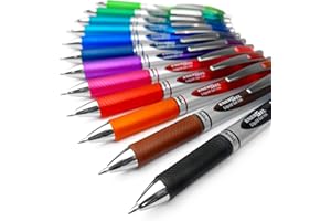 BL77 Pentel EnerGel XM Retractable Liquid Gel Ink Pen - 0.7mm - 52% Recycled - Pack of 12 Mixed Colours
