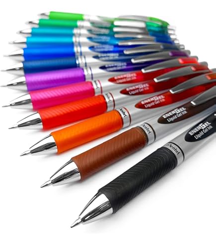 Pentel EnerGel Kuro Retractable Jel Pen, 0.7mm Medium Point, Assorted Colors, 12 Pack