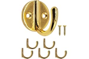 Fuxxer 5 ganci appendiabiti, ganci per asciugamani, ganci in ferro, 3,5 cm, ottone/oro