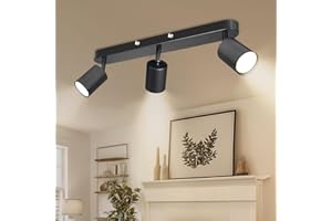 Ketom GU10 Faretti da Soffitto Orientabili Nero, Plafoniera con 3 Faretti, Lampada da Soffitto Faretti con 3 Luci, Moderno Lampadario Faretti per Cucina, Soggiorno, Lampadina Non Inclusa