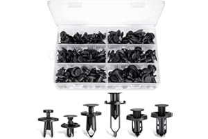 Ginsco 102pcs 6.3mm 8mm 9mm 10mm Bumper Push Fasteners Rivet Clips Expansion Screws Replacement Kit