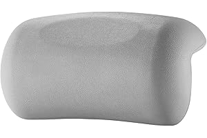 Koelaa Almohada de Baño, Almohada para Bañera con Ventosas Antideslizantes, Reposacabezas Bañera, Almohada Bañera Ergonómico, Cojín de Baño Impermeable para SPA en Casa Almohada Bañera-Gris