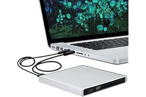 XJYMCOM External CD DVD Drive USB 2.0 Slim Portable High Speed CD Reader DVD Writer for Laptop Desktop PC Windows Mac OS Macbook Pro Silver