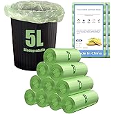YOMKILU 200 Pieces Biodegradable Trash Bags 5L, 10 Rollen 40 x 45 cm Waste Bags, 1.2 Gal Leakproof Trash Bags for Living Room