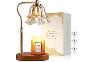 Quanquer Candle Warmer Lamp UK with 3 Bulbs, Candle Lamp Warmer with Timer & Dimmer Height Adjustable for Warming Scented Candles Candle Wax Warmer Gifts for Women Candle Holders for Home Decor Gold