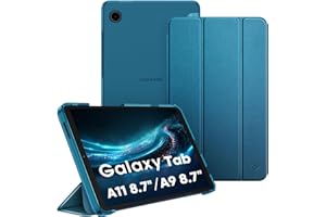 FINTIE Coque pour Samsung Galaxy Tab A11 8.7 Pouces 2025 et Galaxy Tab A9 8.7” 2023, Etui Fin et Transparent Givré Housse Dure et Légère, Bleu Paon