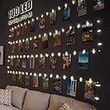LED Fotoclips Lichterkette für Zimmer Deko, Litogo 10M 100LED Lichterkette mit 60 Klammern für Fotos Lichterkette Wand Batter