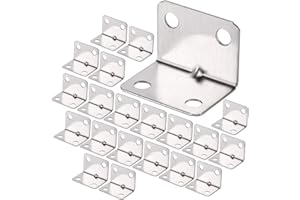 JIZZU 100 Pezzi Squadrette Angolari, Angolari Metallo per Legno con Viti, Staffe Angolari in Zincato per Mobili in Acciaio Inossidabile, Supporto Angolare in Metallo
