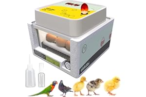 Okköbi OBI-12 Brutautomat für Hühner, Enten & andere Vögel + NEU + Brutautomat vollautomatisch + Temperaturkontrolle + Feuchtigkeitsanzeige + Integrierte Eierschale + 5 JAHRE SCHUTZ