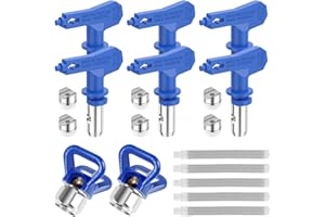 DANDELIONSKY 6Pcs Airless Paint Sprayer Tips Reversible Airless Spray Paint Gun Nozzle (211 315 417 515 517 523) with 2 Pcs Nozzle Guards and 5 Pcs Filters for Home Roof Deck Fence