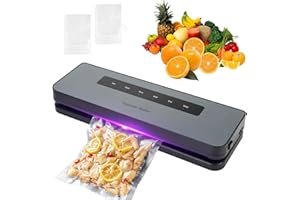 aichilra Vacuum Sealer Machine, 6 in 1 Fast Compact Vacuum Sealers Built in ultraviolet ray sterilisation function, Multi- Functional vac pack machine for Wet& Dry Foods with 10 Vacuum Bags