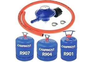 catering Parts UK Camping gas Type 30Mbar Gas Regulator With 1M Hose + 2 Clips Fits 907 904 901 for CAMPINGAZ Gas Cylinders