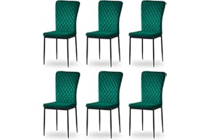 ‎JYMTOM JYMTOM Wohnzimmerstühle Esszimmerstühle mit Samt-Bezug, hoher Rückenlehne, Metallgestell und modernem Gitter-Design für Wohnzimmer, Esszimmer, Konferenzraum und Klassenzimmer (6, grün)